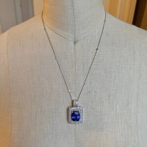 Tanzanite, Diamond, and 14K White Gold Necklace